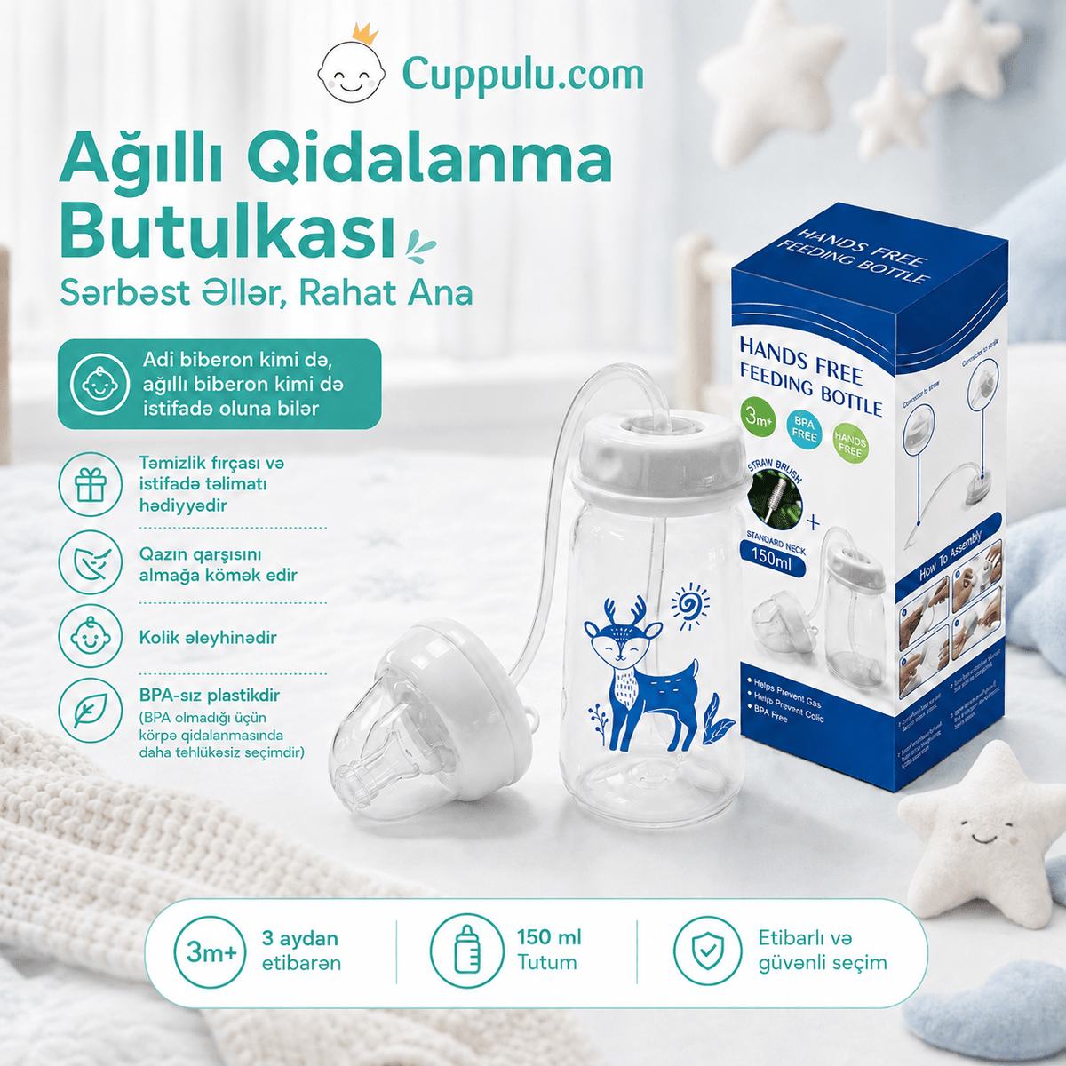 Juppuly Eller Serbest Akıllı Biberon - Cuppulu