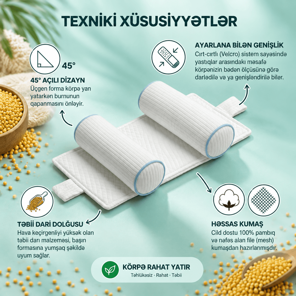 Ortopedik Körpə Yastıbaş Yastığı - Cuppulu